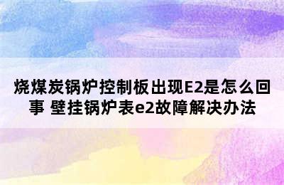 烧煤炭锅炉控制板出现E2是怎么回事 壁挂锅炉表e2故障解决办法